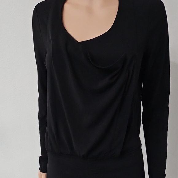 BCBGeneration Dresses & Skirts - BCBGeneration Black Ribbed Ruched Long Sleeve Sheath Dress